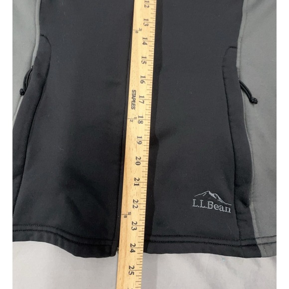 LL Bean Jacket Women L Black Soft Shell Water Wind Resistant Zip Outdoor Active - Picture 9 of 9